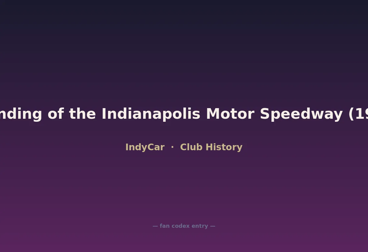 Founding of the Indianapolis Motor Speedway (1909)
