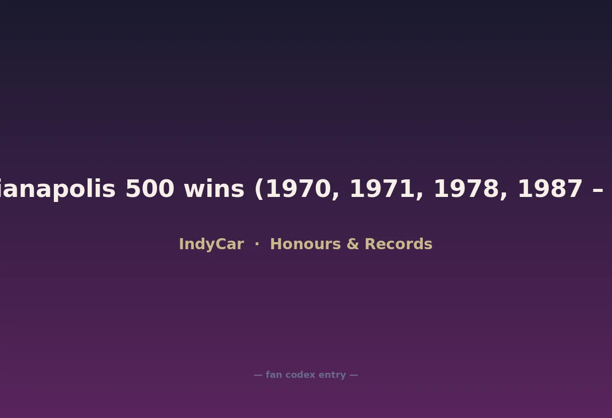 Al Unser – 4 Indianapolis 500 wins (1970, 1971, 1978, 1987 – all with Penske)