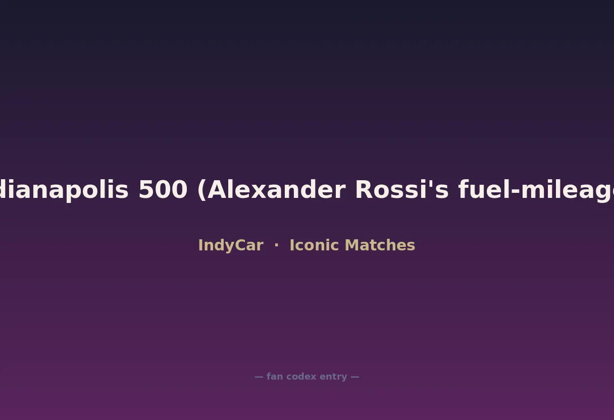 2016 Indianapolis 500 (Alexander Rossi's fuel-mileage upset)